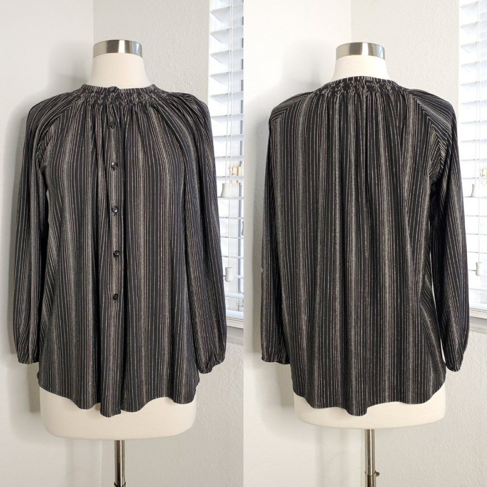 TUCKER The Classic Blouse In Metallic Stripe S/M.